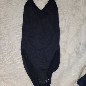 lululemon athletica Black Bodysuit with Deep V-Neckline and High-Cut Leg Opening